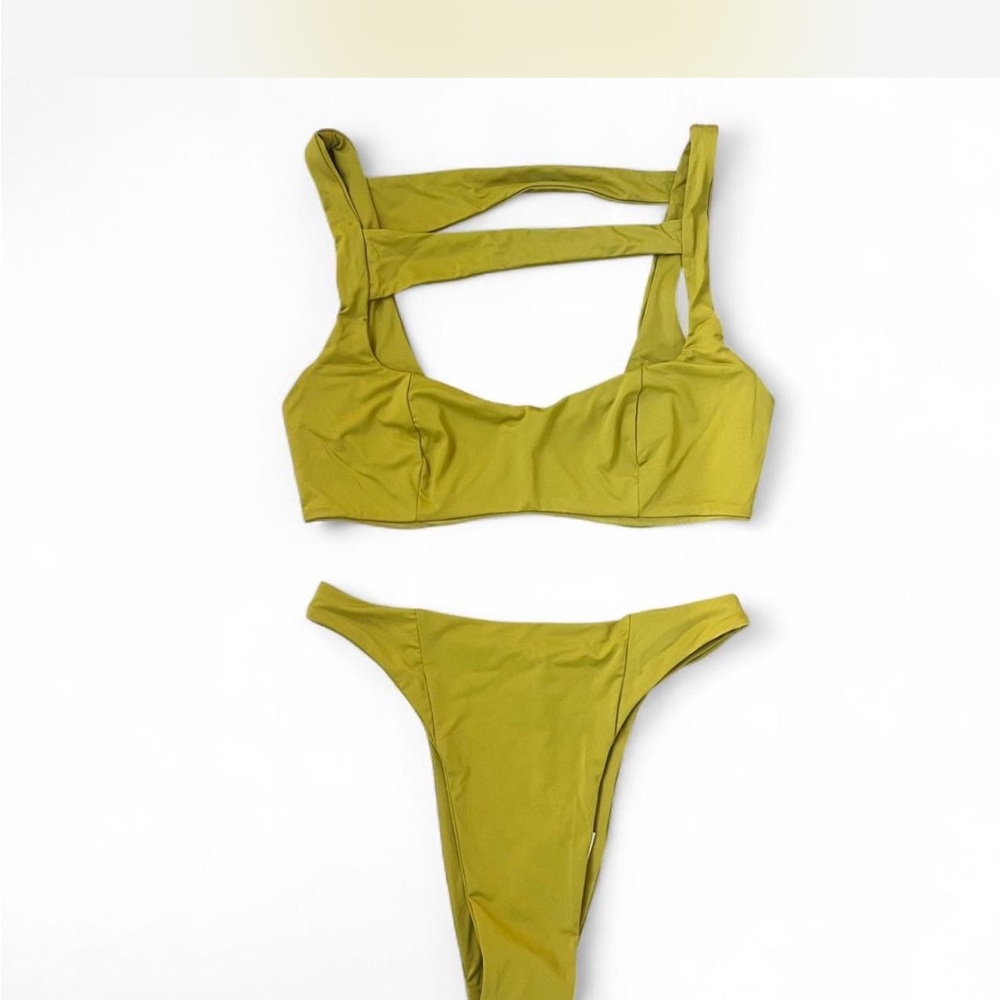 Riot Swim chartreuse bikini set